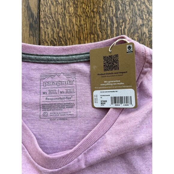 Patagonia Unisex Fits Roy Icon Responsibili-Tee Shirt Mauve Women 3XL / Men 2XL - Picture 1 of 9